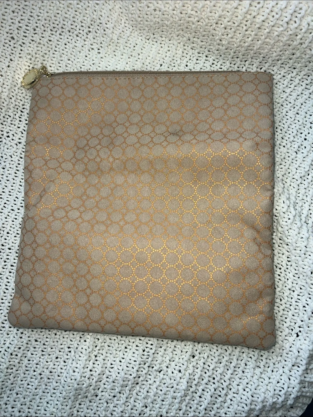 Bulgari Metallic Taupe Fold-Over Clutch with Gold Charm